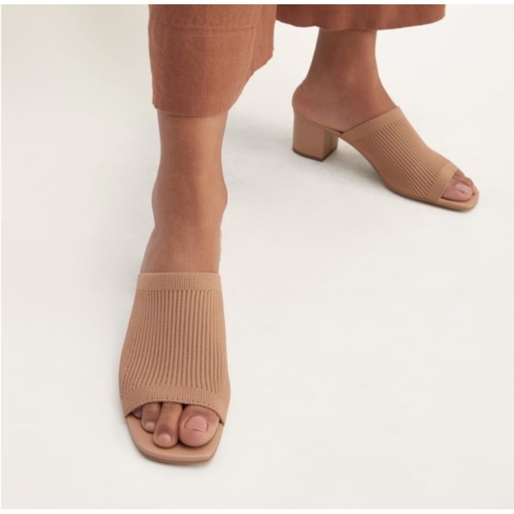 Everlane The Glove Mule in ReKnit Blush Tan Square Toe Slide Sandals 7